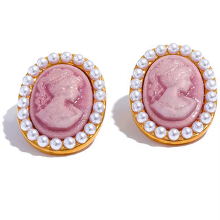 Rose pearls earrings