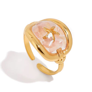 Pink star of the sea gold ring