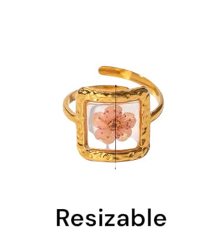 Bridgerton pink flower ring