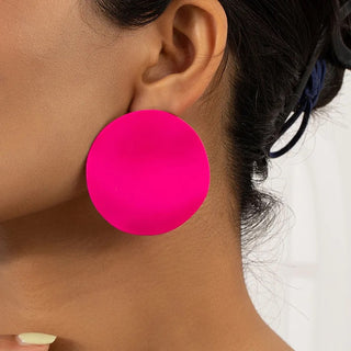 Hot pink stud geometric earrings