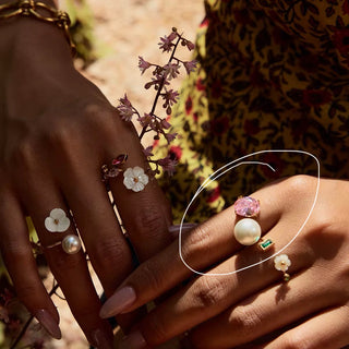 Pink pearl ring