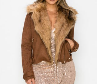 Faux fur suede jacket