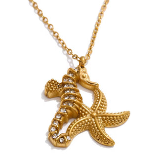 Seahorse gold necklace