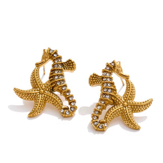 Seahorse gold earrings