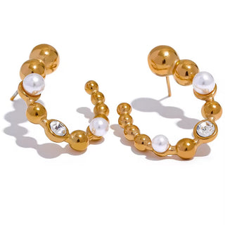 Gold Pearl statement earing