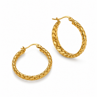 Golden Woven Hoops 1 inch )