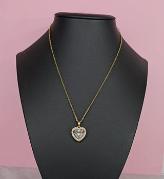 White heart gold plated pendant