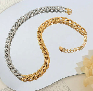 Gold Silver Cuban necklace 18k